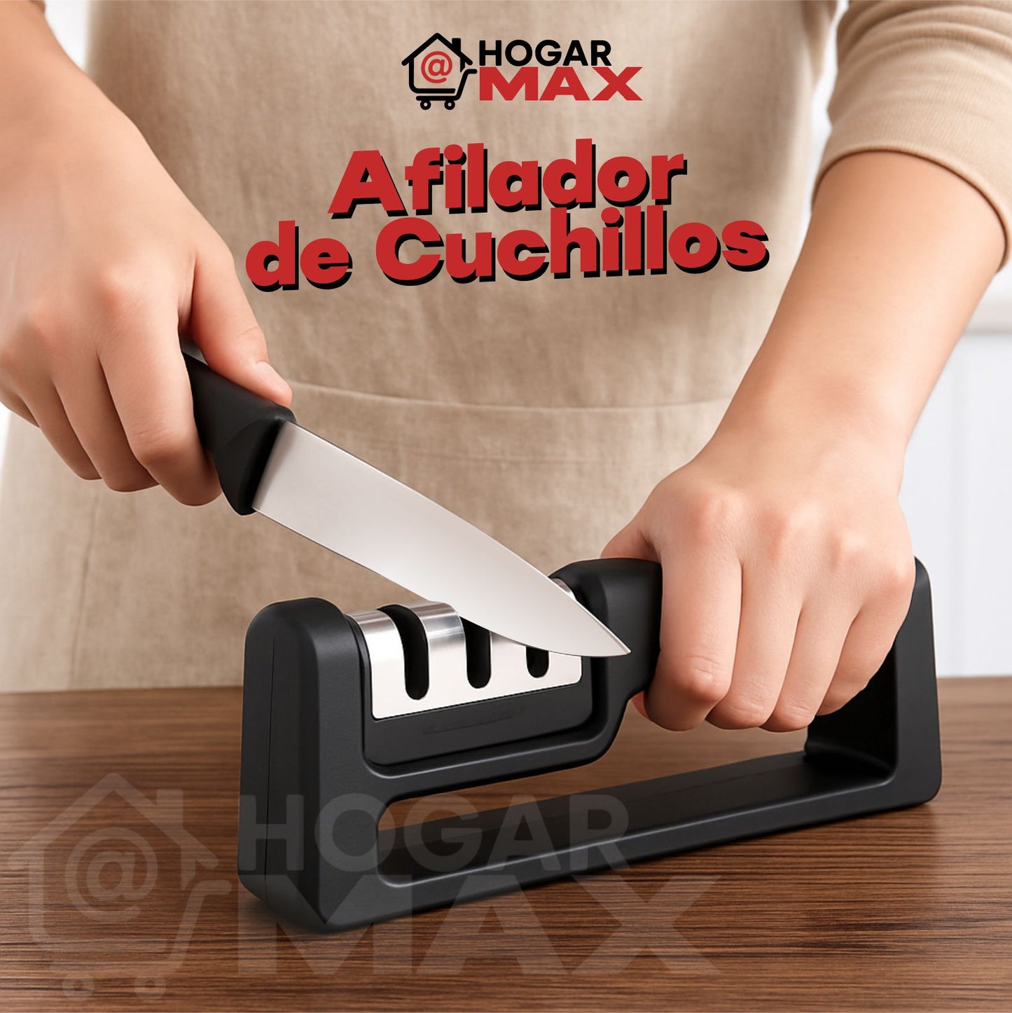 Afilador De Cuchillos De Cocina Acero Y Cerámica 3 Etapas